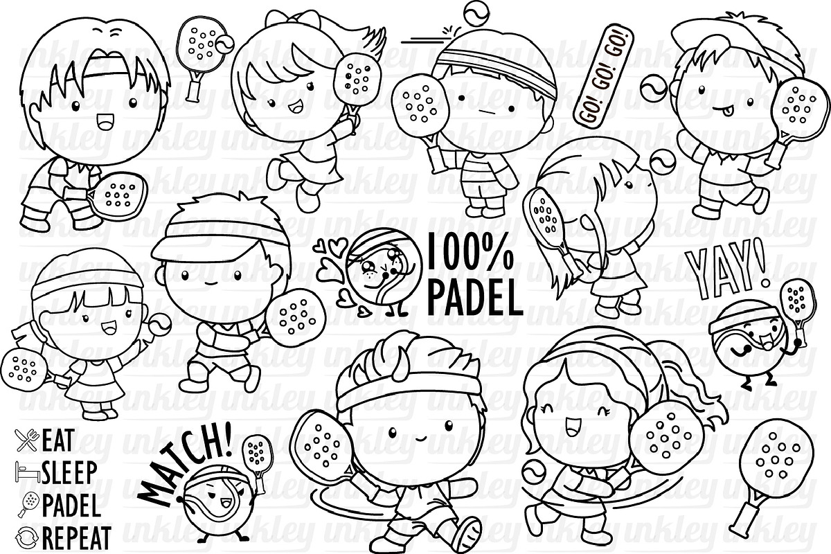 Padel Clipart - Cute Sports Clip Art, an Illustration by Inkley Studio