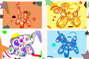 Animal Balloons Clipart, an Animal Illustration by Darts Lines (Thumbnail 1 of 6)