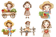 Adorable Girl Farmer Clipart PNG, an Illustration by SinaCreation (Thumbnail 2 of 4)