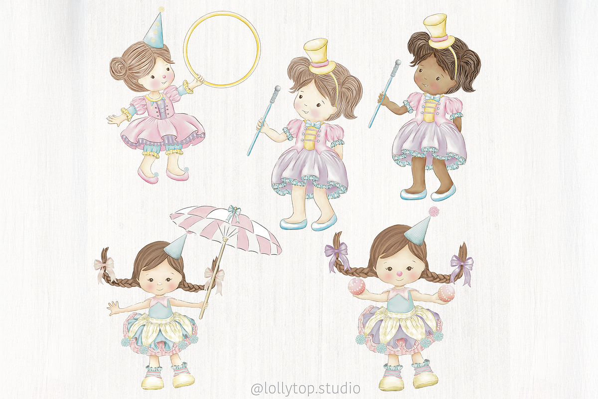 Pink Circus - vintage watercolor, an Illustration by Lolytop Studio (Photo 2 of 8)