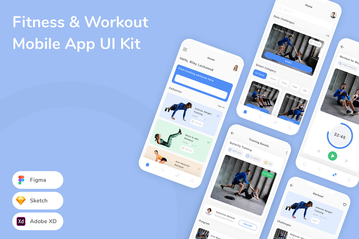 Fitness & Workout Mobile App UI Kit, an UI Kit Template by Betush