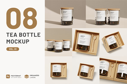 Tea Glass Bottle Jar Mockup, a Cups & Container Mockup by mockupocka