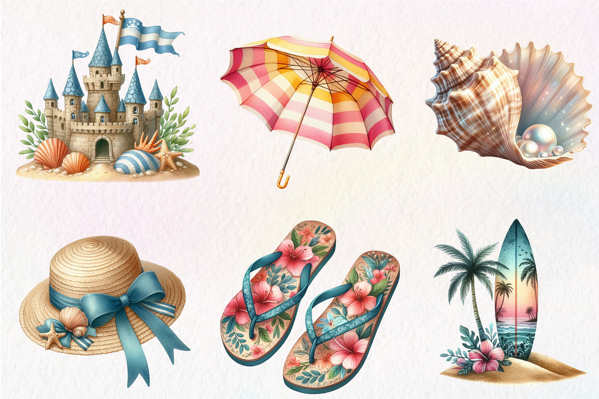 Vacation Summer Beach Clipart Bundle, an Illustration by CreationArt (Photo 3 of 5)