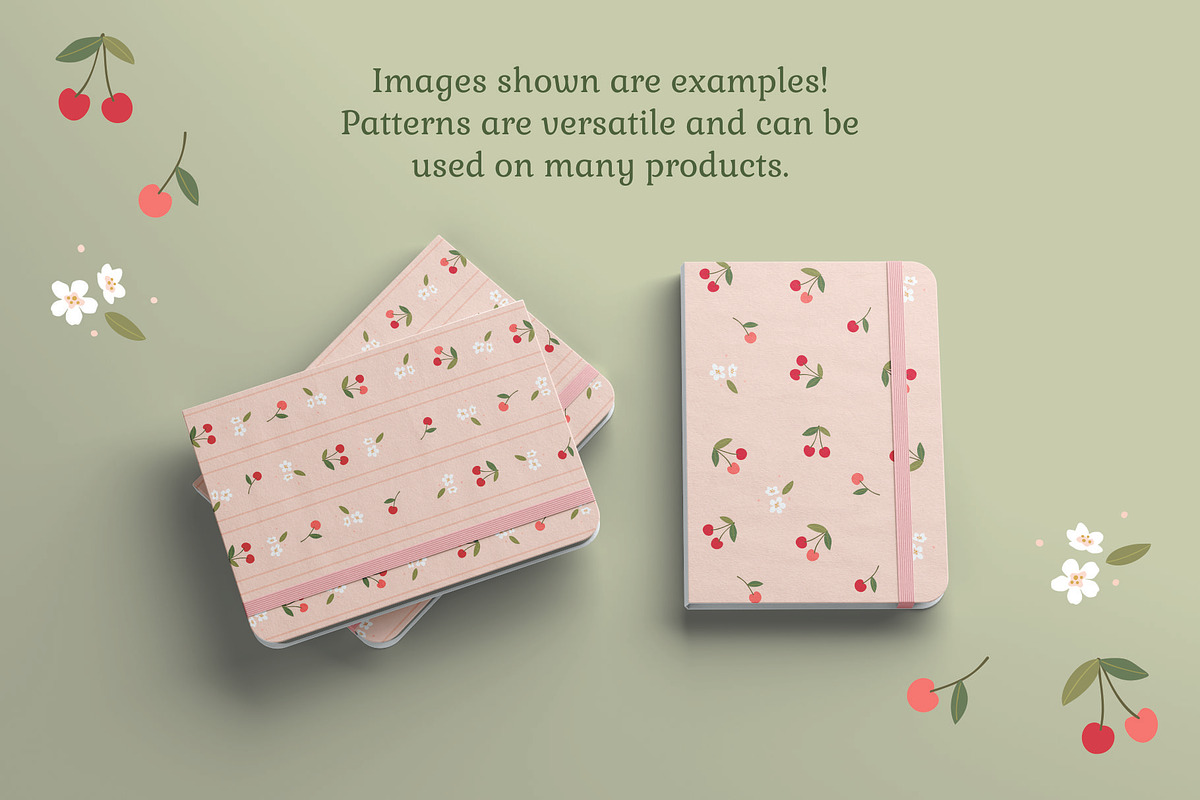 Cherry Patterns & Stationery Set, a Graphic by Nina Bered Illustration (Photo 3 of 6)