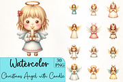Christmas Angel with Candle Clipart, an Illustration by CrexoraLab (Thumbnail 1 of 5)