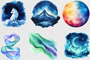 Watercolor Northern Lights Clipart, an Illustration by Black Bird Studio (Thumbnail 4 of 6)