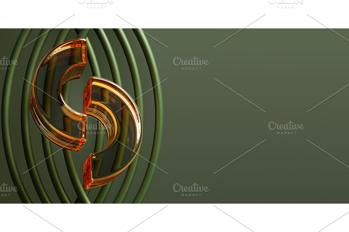 3d gold glass half torus on green, a Background Graphic by Marozhkastudio