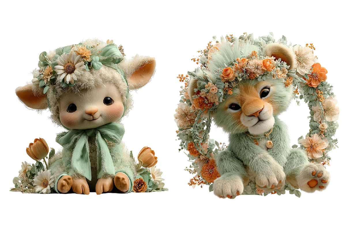Spring flower animals clipart, an Illustration by SinaCreation (Photo 4 of 11)