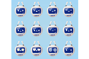 Cartoon 3d robot emoji. Funny, a Technology Illustration by YummyBuum