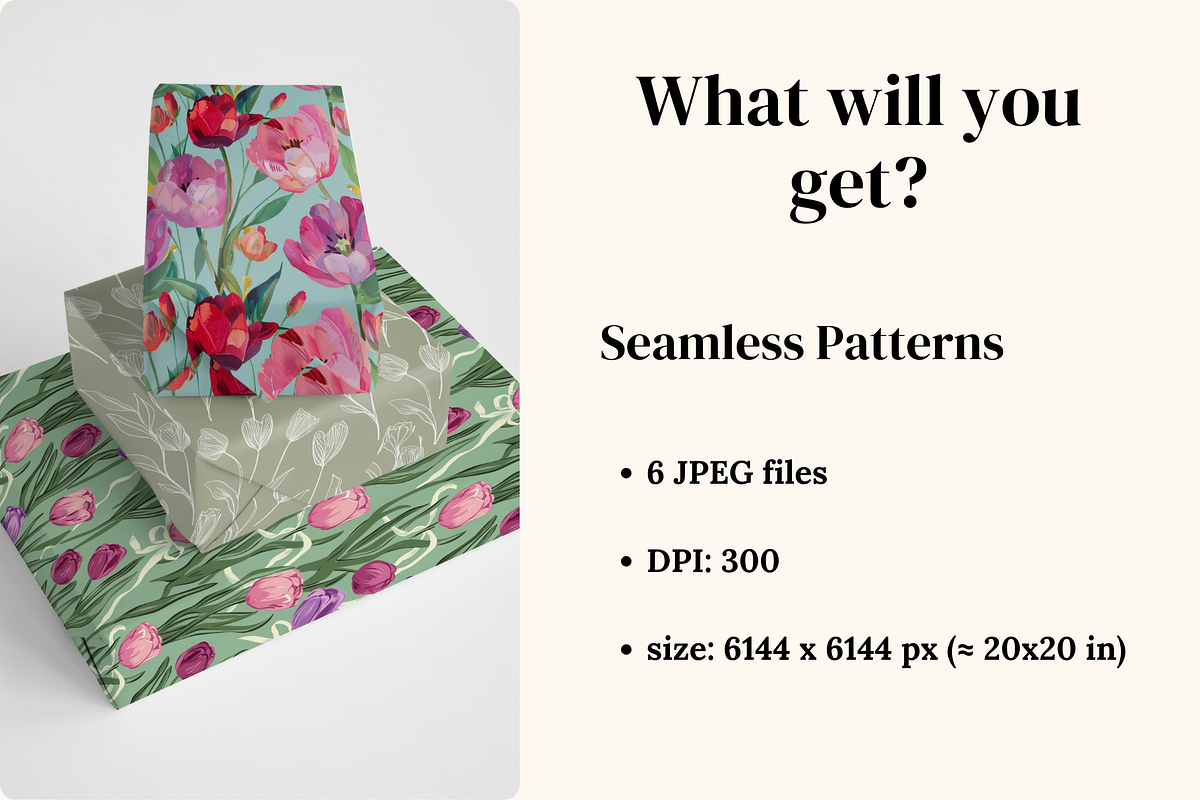 Tulips Seamless Patterns, a Pattern Graphic by Ninterints (Photo 2 of 7)