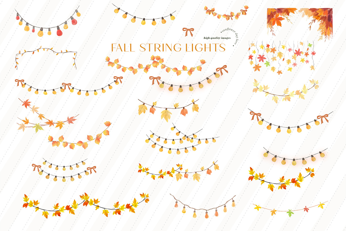 Fall Floral String Lights Clipart, an Illustration by Sunflower Day Love (Photo 2 of 4)