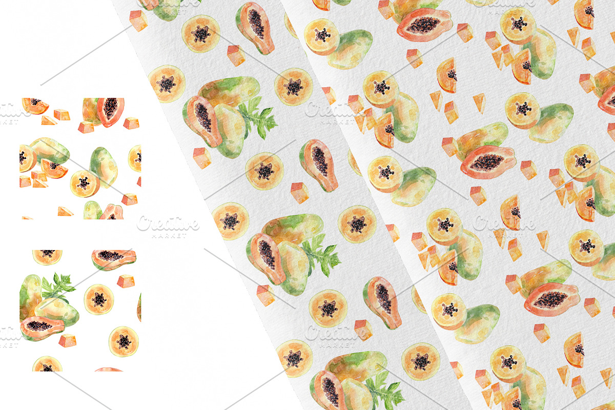 Watercolor tropical fruits., an Illustration by TaPilipa (Photo 30 of 39)