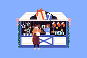 People at Christmas stalls set, a Seasonal Illustration by PaperTrident (Thumbnail 4 of 10)