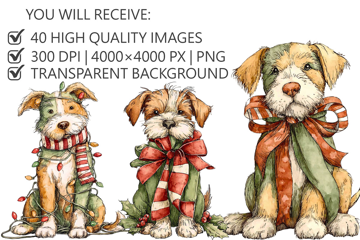 Christmas Dog Clipart, an Illustration by Pixels.Craft (Photo 3 of 6)