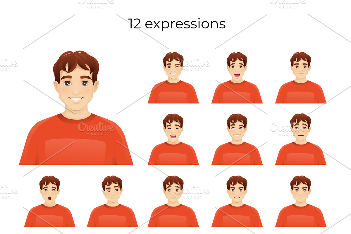 Young teenage man set, a Person Illustration by Volha Hlinskaya (Photo 3 of 5)