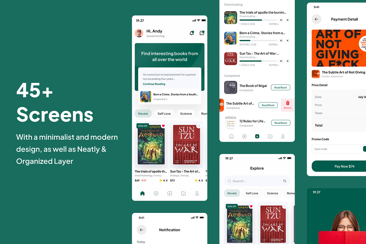 Grambook - Book Store Apps UI Kits, an App Template by Minialis (Photo 2 of 6)
