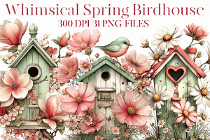 Whimsical Spring Birdhouse Clipart, an Illustration by Designworld
