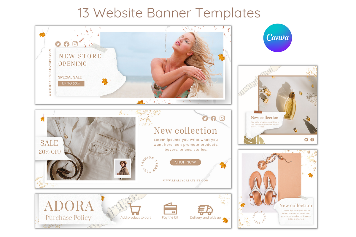 DIY Website Banner Templates Boho, an UI Kit Template by Meoww_Design (Photo 1 of 6)