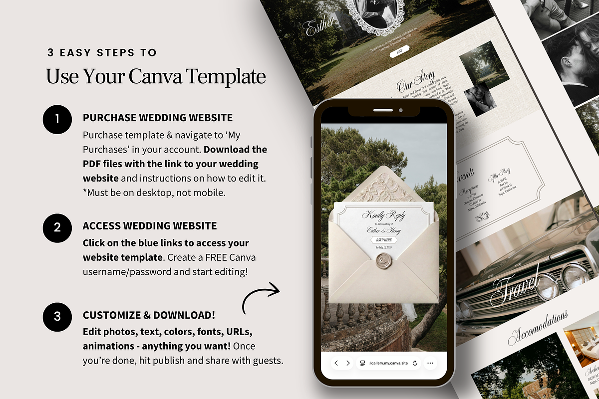 Wedding Website Template Canva, a Landing Page Template by Warmsoulgallery (Photo 9 of 10)