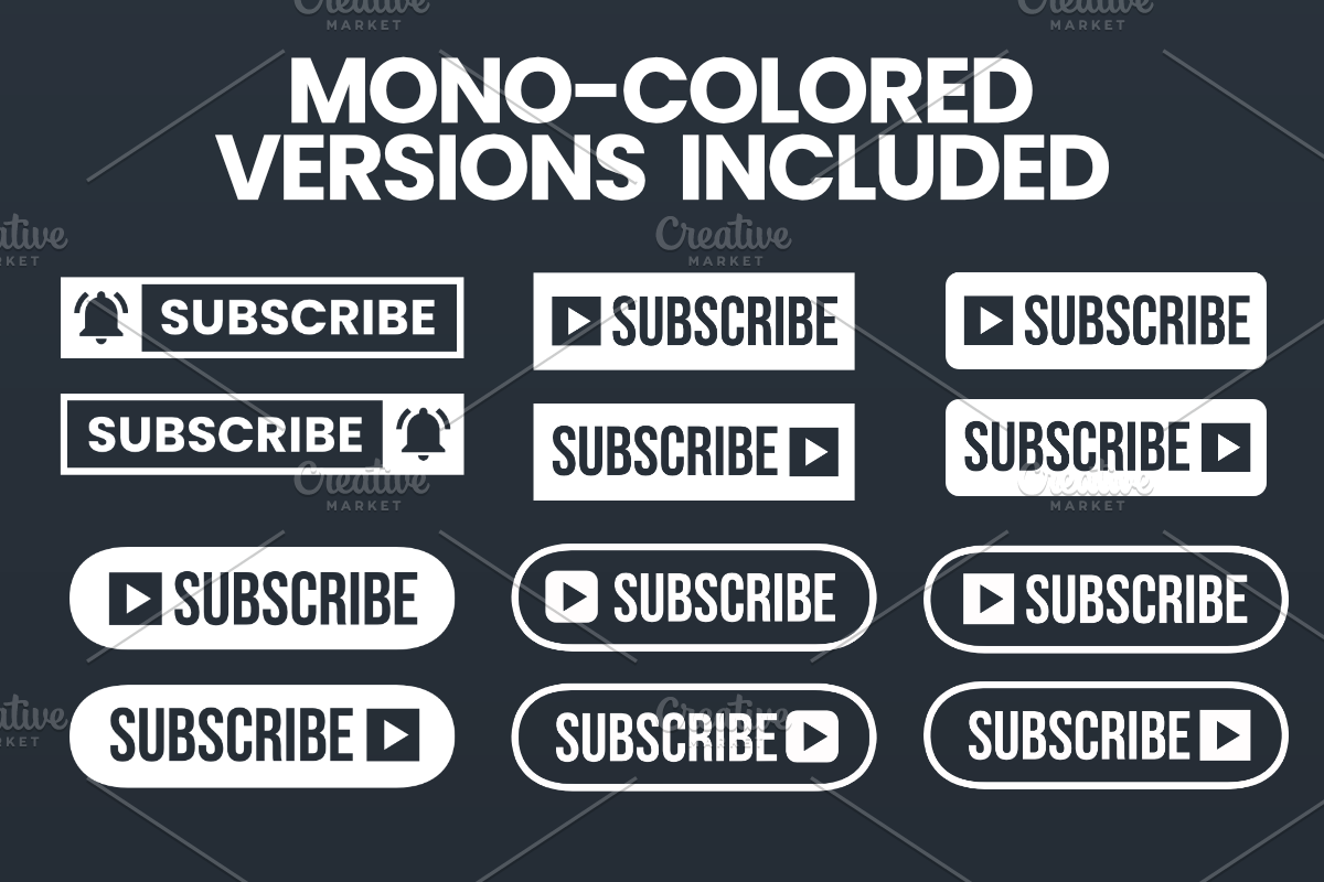 YouTube Subscribe Button Icon Bundle, a Graphic by Vaughn Studios (Photo 4 of 6)