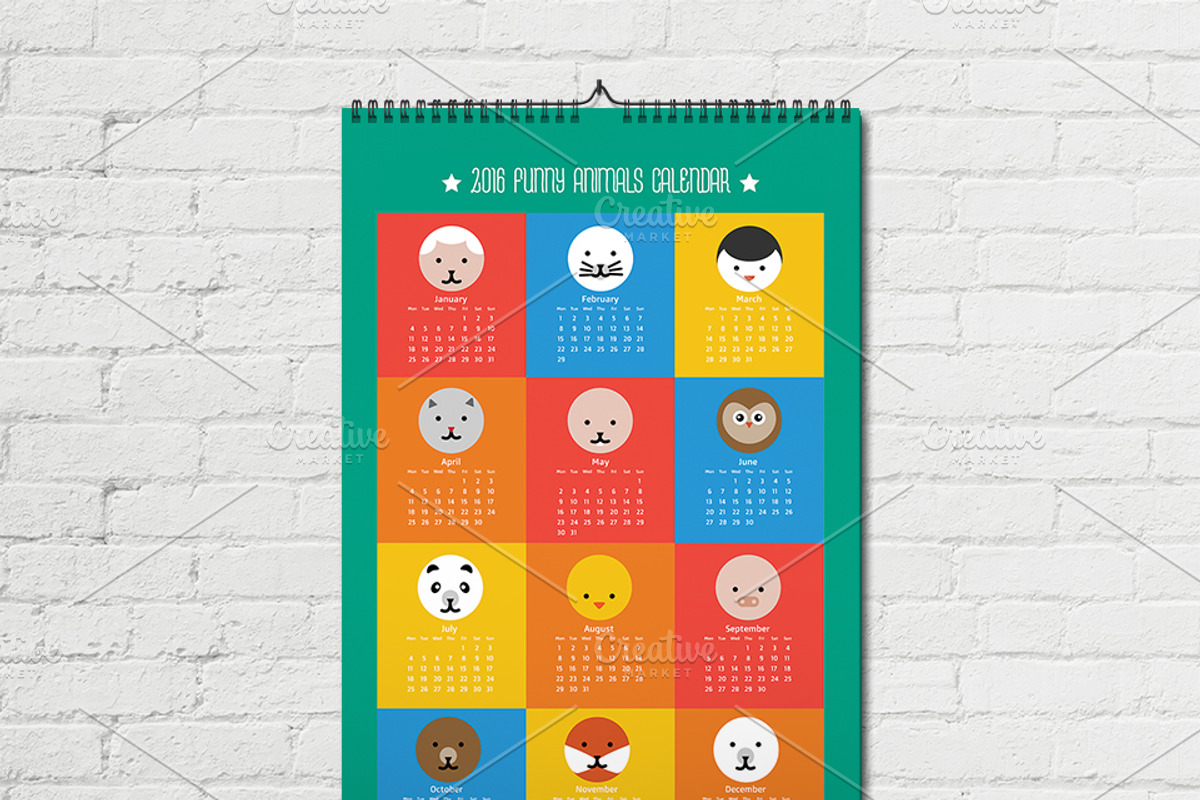 2016 vector calendar EPS+JPG +BONUS!, a Stationery Template by ArtChamomile (Photo 1 of 2)