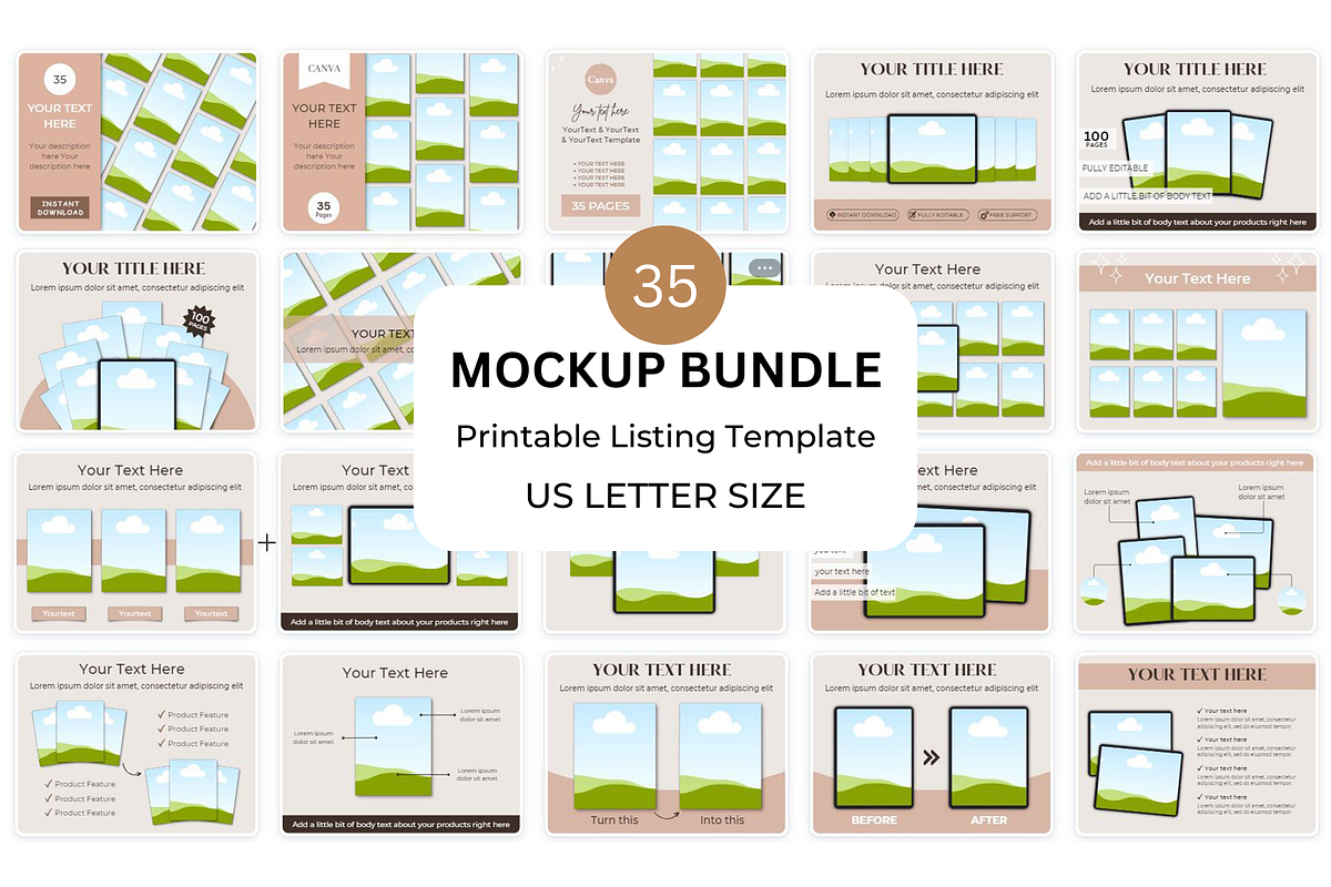Printable Mockup Template US Letter, a Books & Magazine Mockup by NoemieDesigns (Photo 1 of 5)