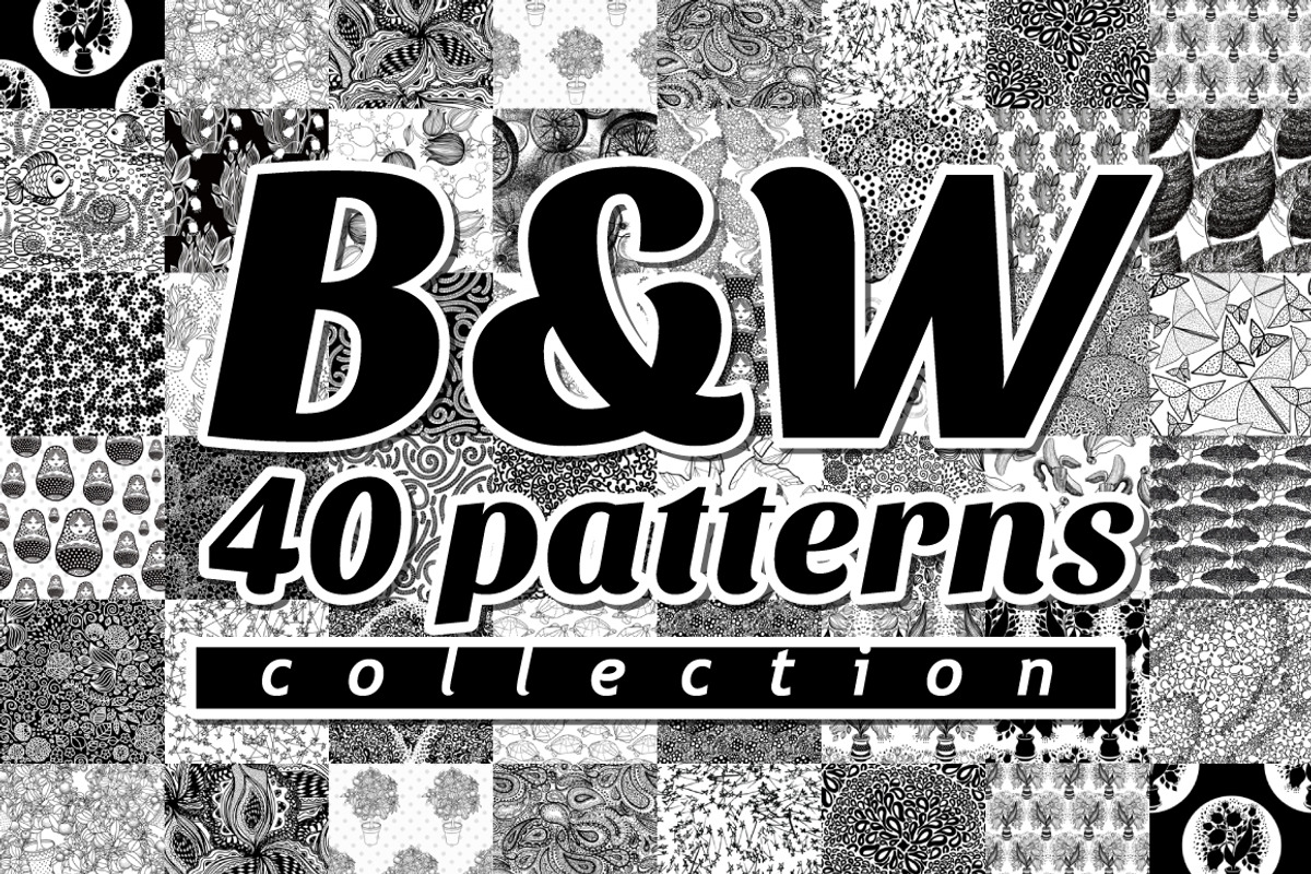 B&W 40 Patterns Collection, a Pattern Graphic by ekaart (Photo 1 of 7)