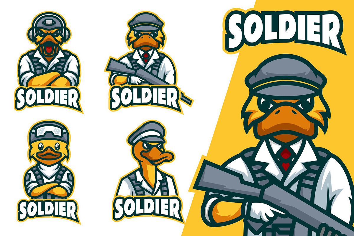Soldier Duck Bundle Mascot Logo, a Branding & Logo Template by Artnivora.Std