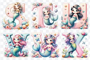 Mermaid Alphabet Font & Numbers