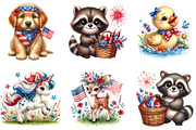 Fourth of July Cute Animal Watercolo, an Illustration by DreamArtGraphic (Thumbnail 4 of 4)