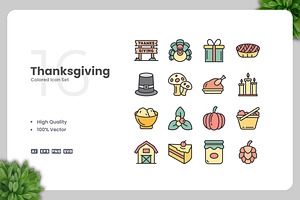Thanksgiving Colored Icons, an Icon by Upnowgraphic