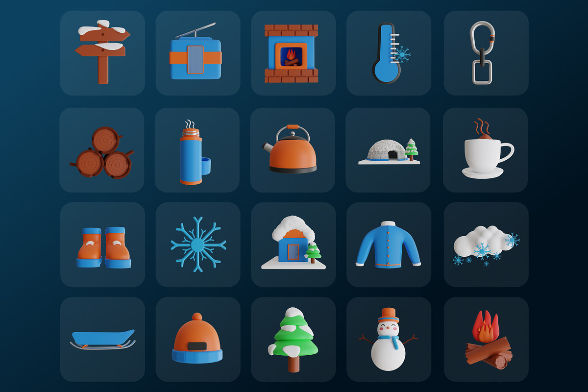 Winter 3D Icon Set, an Object 3D Model by Permadi Creative (Photo 4 of 4)