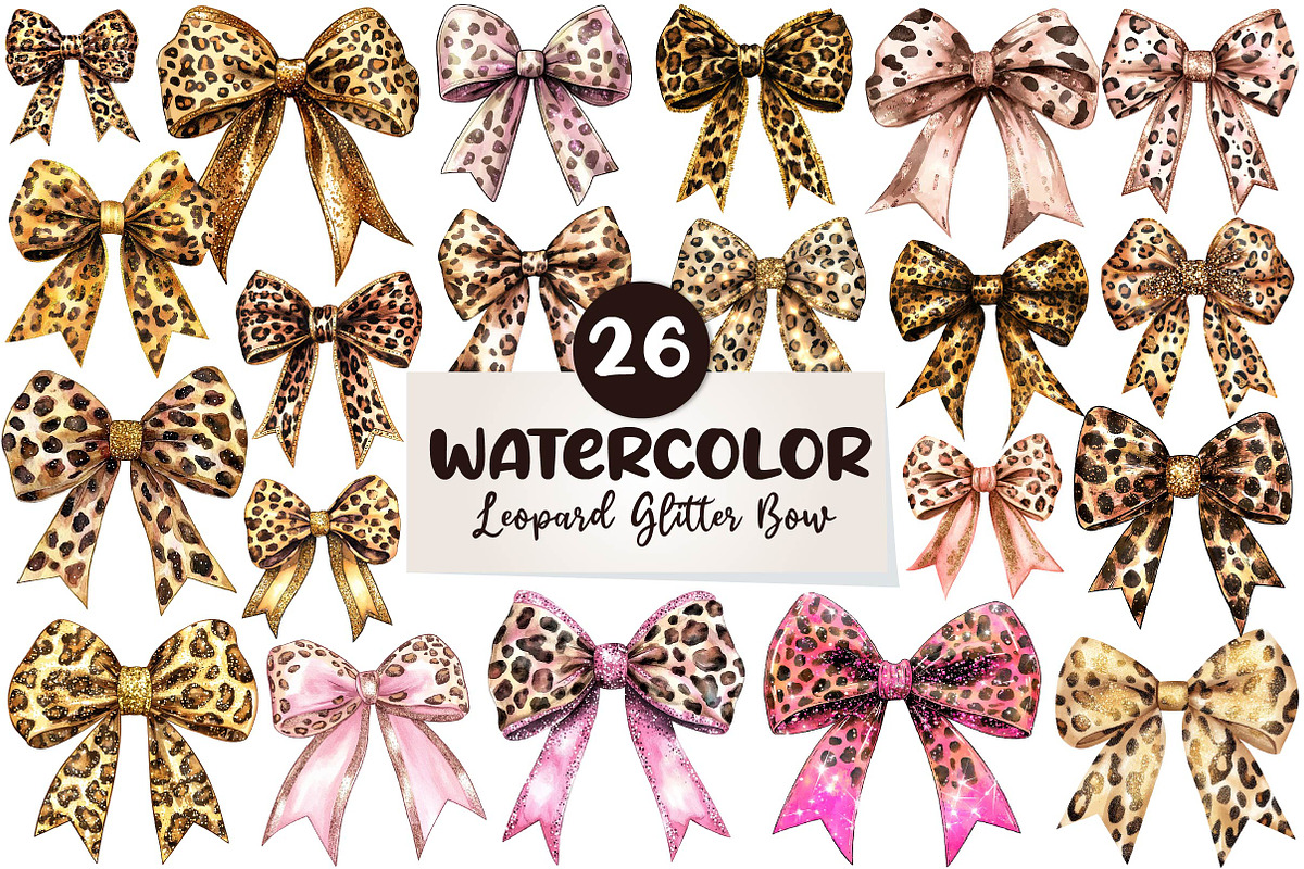 Leopard Glitter Bow Sublimation, an Illustration by CreationArt (Photo 1 of 5)