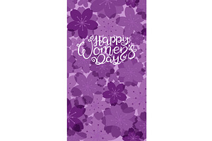 Happy Womens Day lettering on purple, a Seasonal Illustration by sceptical cactus