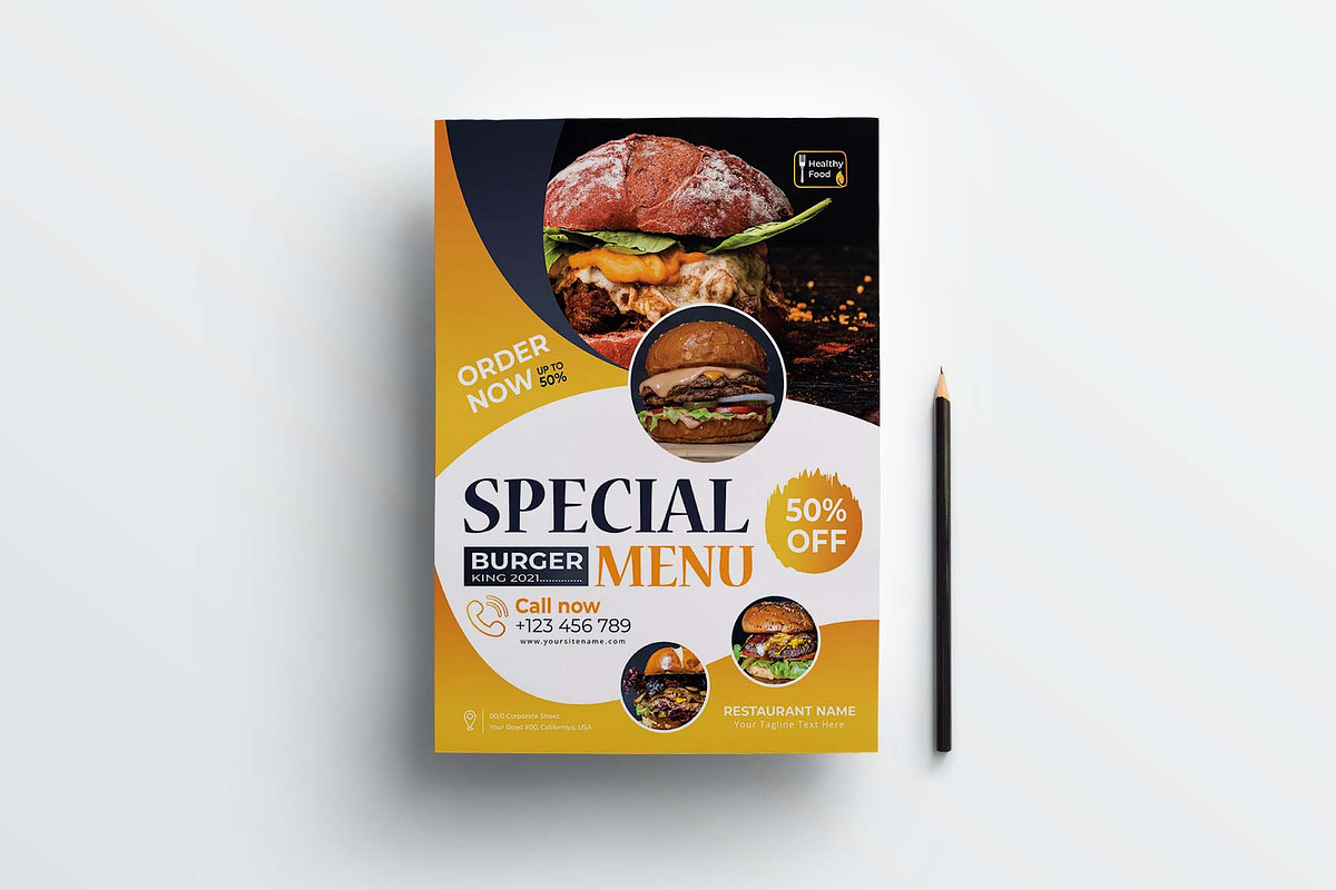 Special Burger Menu Template, a Flyer Template by obayes (Photo 2 of 4)