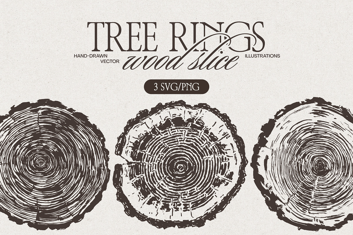 Tree Rings Wood Sketches, a Decorative Illustration by TheMountBirdStudio (Photo 1 of 5)