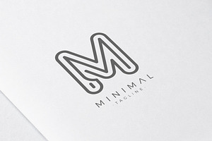 Minimal Line Initial Letter M Logo