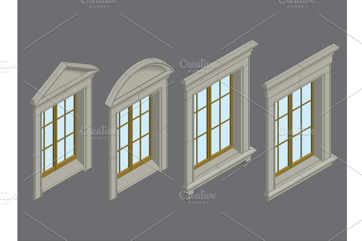 isomentic windows set, an Object Illustration by piter.goskov