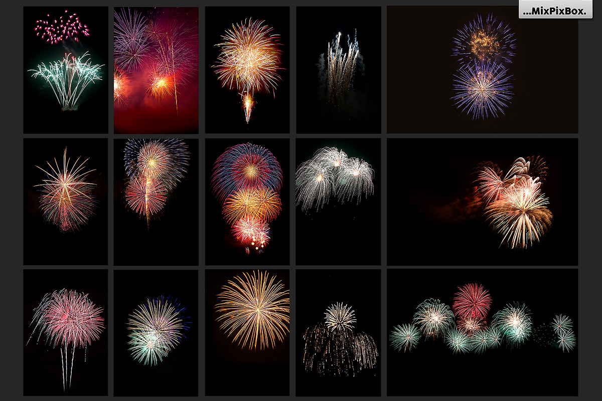 100 Fireworks Overlays, a Texture Graphic by MixPixBox