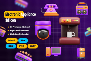 Electronic Appliance 3d Icon Pack, an Object 3D Model by Ui Stock