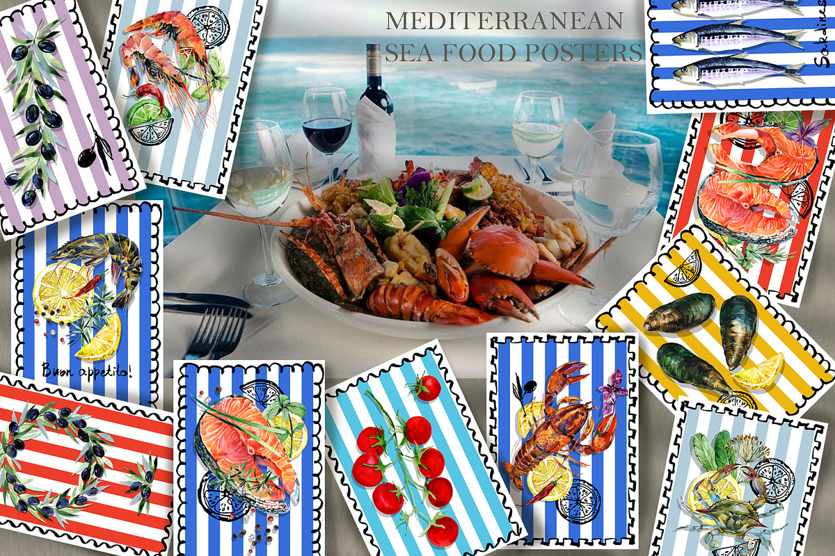Vintage Mediterranean Food Posters preview 6