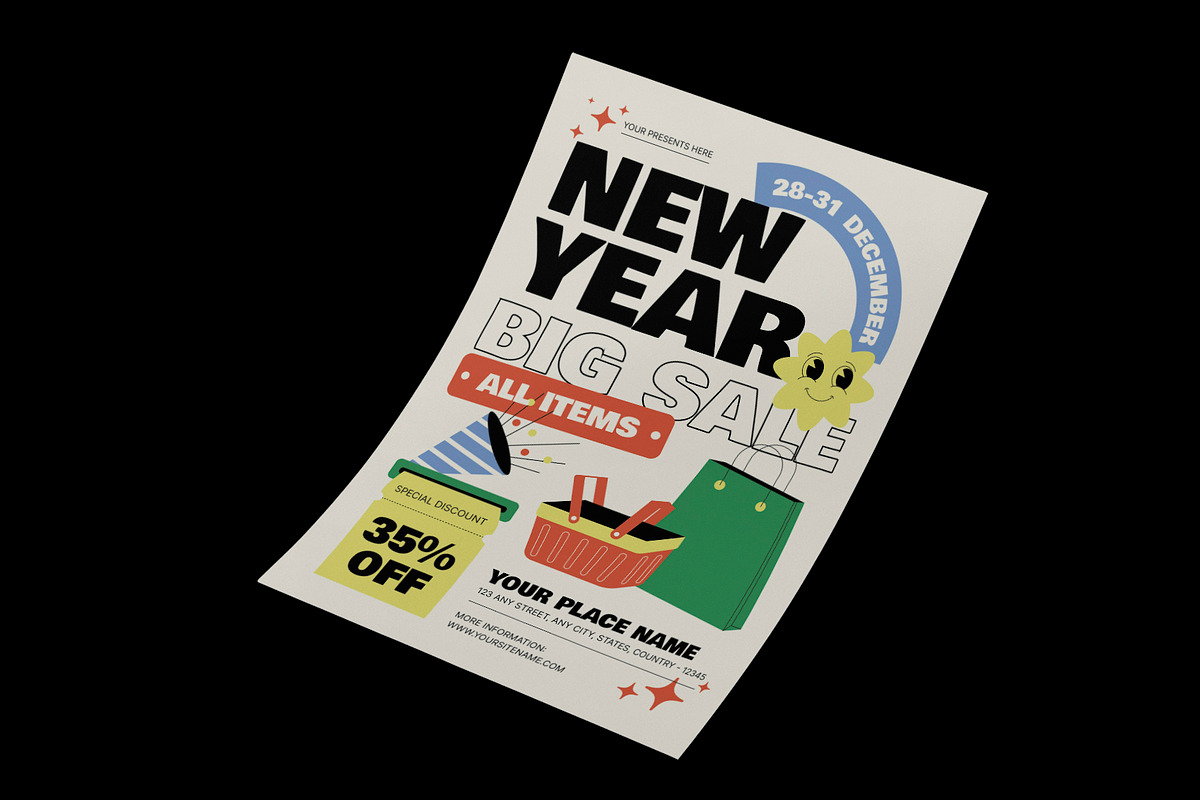 Playful New Year Sale Flyer, a Flyer Template by Neermana (Photo 2 of 4)