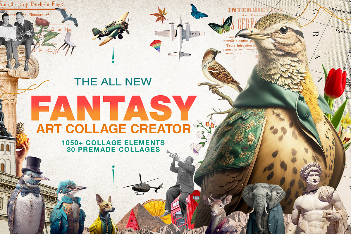 SALE! Fantasy Art Collage Creator, an Object Graphic by SNIPESCIENTIST (Photo 1 of 27)