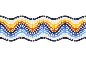 Ancient Mosaic Wave Seamless Border