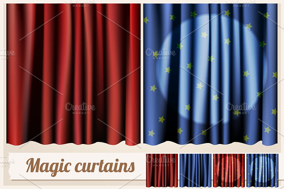 Magic Red And Blue Curtains