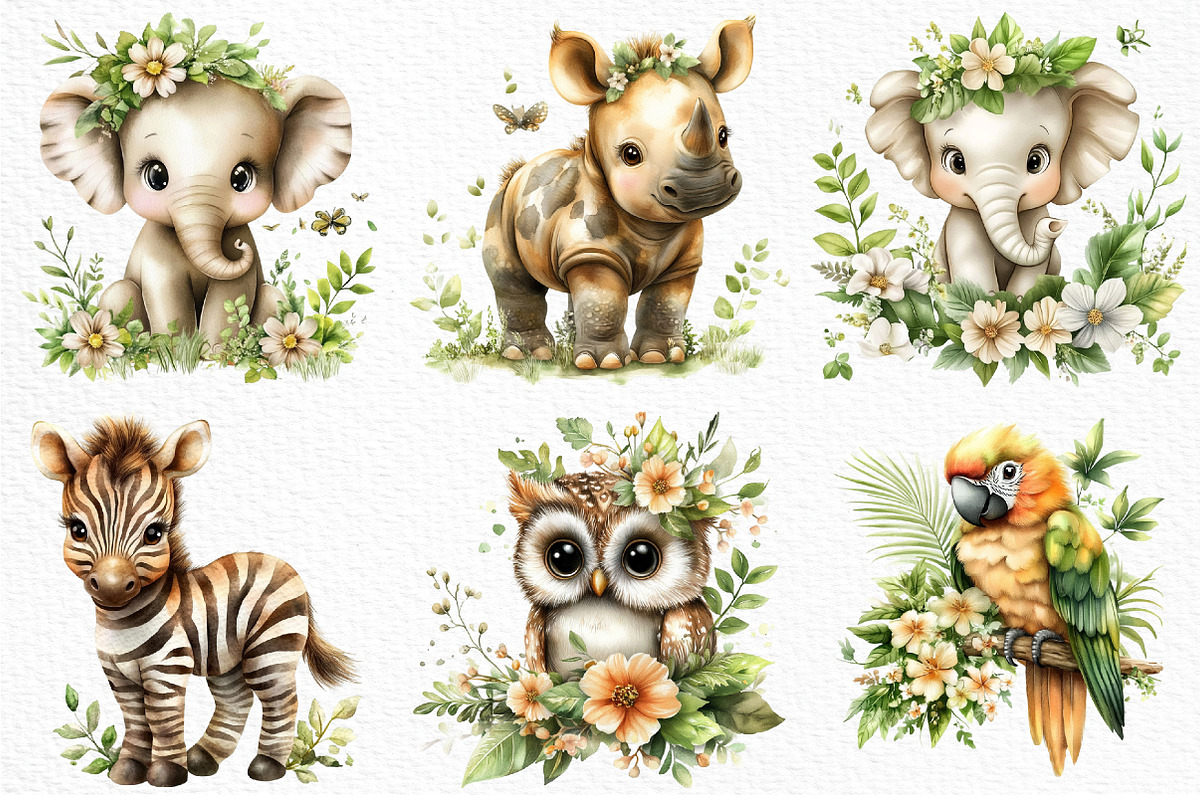 Watercolor - Safari Animals Png, an Illustration by Craft Nest (Photo 3 of 11)