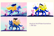 Mystical Wolf Rider Illustrations, a Person Illustration by StockVerse Creative (Thumbnail 1 of 4)