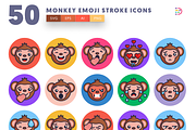 50 Monkey Emoji Stroke Icons, an Emoji Icon by Dighital (Thumbnail 3 of 10)