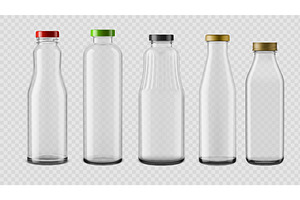 Realistic empty glass juice bottles, an Object Illustration by Vector Tradition