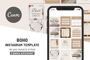 Boho Instagram Canva Post Template